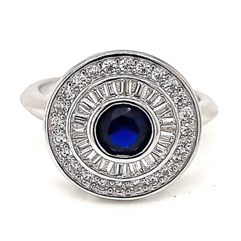 Anillo Redondo Zafiro Plata 925 Azul 12
