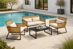 Mueble de Terraza Beige  Completo 4 Piezas Exterior Beige