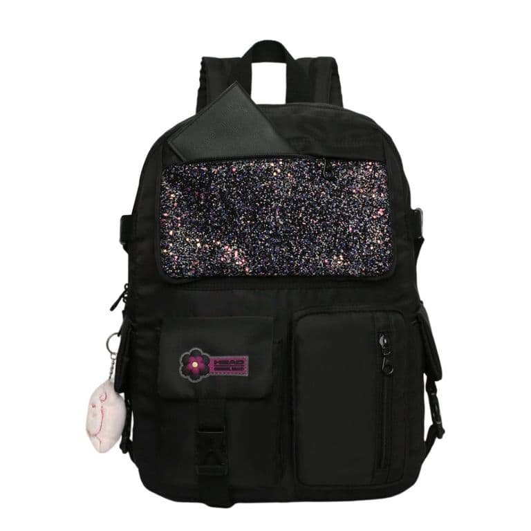 Mochila Mujer Kawaii Fusion Glitter Negro