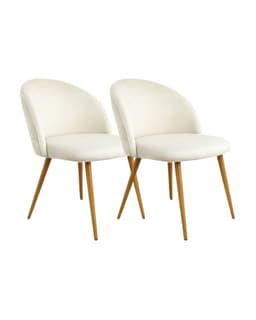 Pack 2 Silla Nordic Felpa patas simil madera Beige