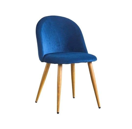 Silla Nordic Felpa patas simil madera Azul denim