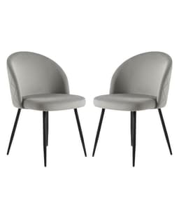 Pack 2 Silla de comedor Nordic Felpa Black Gris claro