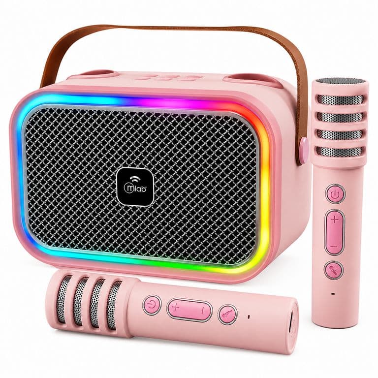 Karaoke Infantil RGB con 2 Microfonos Inalambricos Pink My Lil Dual Voice Rosado