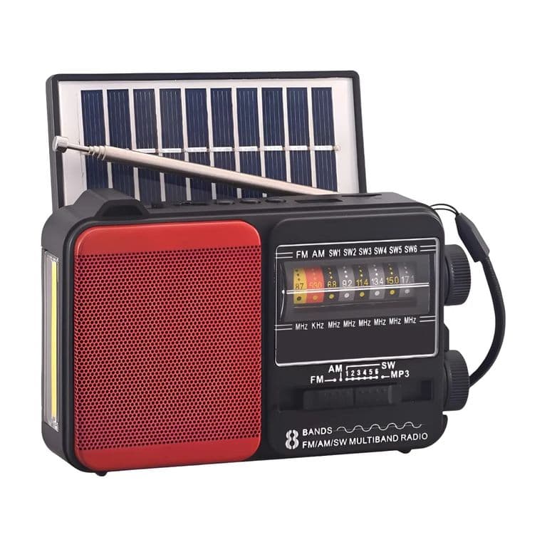 Radio Portatil Solar AM FM SW LED 15W TL653R Rojo