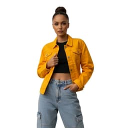 Chaqueta Mezclilla New Clasic Mujer Amarillo XL