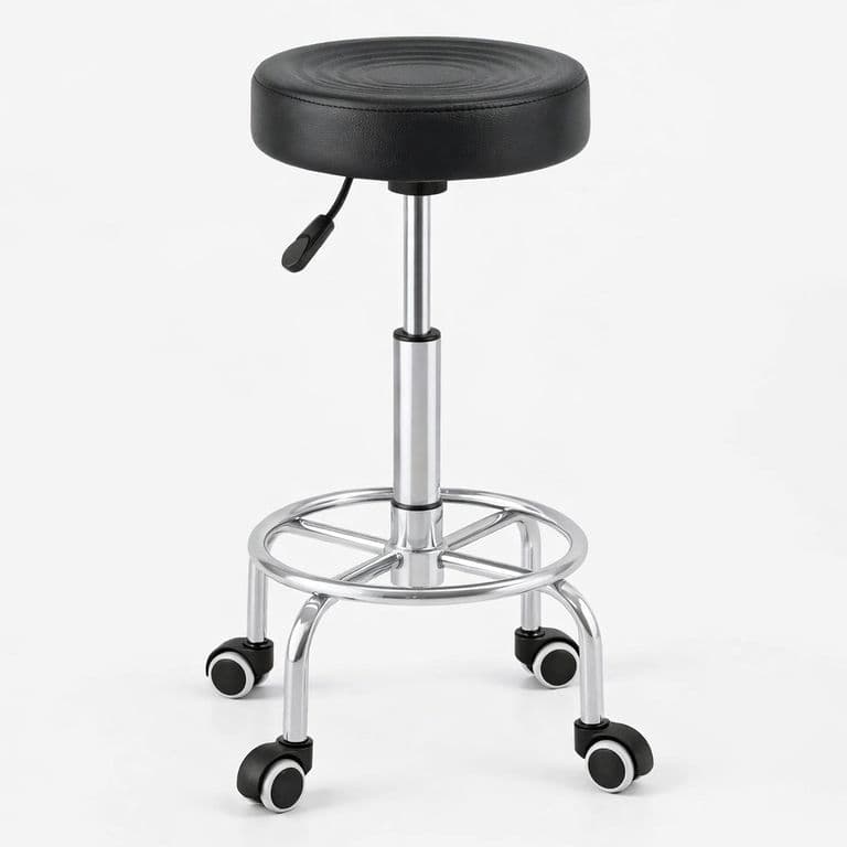 Taburete Ergonomico para Cajero 45-57 cm con Base Metalica Negro