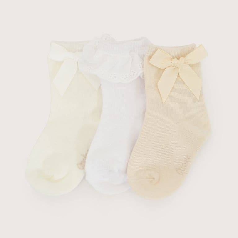 Pack De 3 Calcetines Con Cinta De Nina Beige 5-6 ANOS