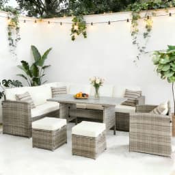 Juego de Comedor de Terraza Riviera 9 Personas - Beige/Gris. Beige