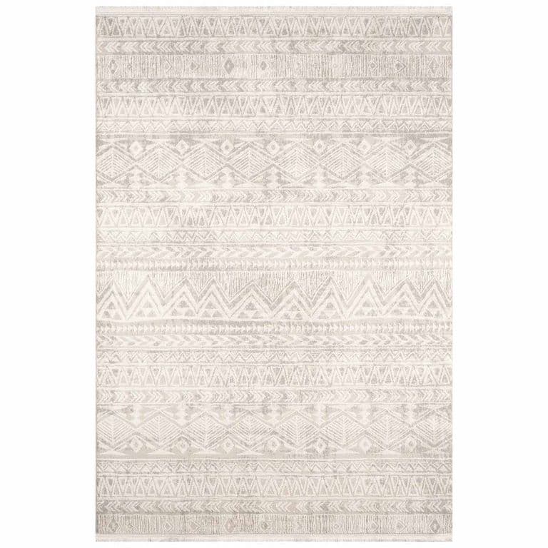 Alfombra Turca Vaivien Rectangular Poliester Beige con Blanco 200 x 290 cm