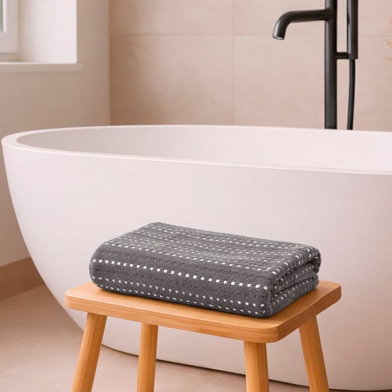 Toalla de Bano Stripe Home 100% algodon76x137cm gris