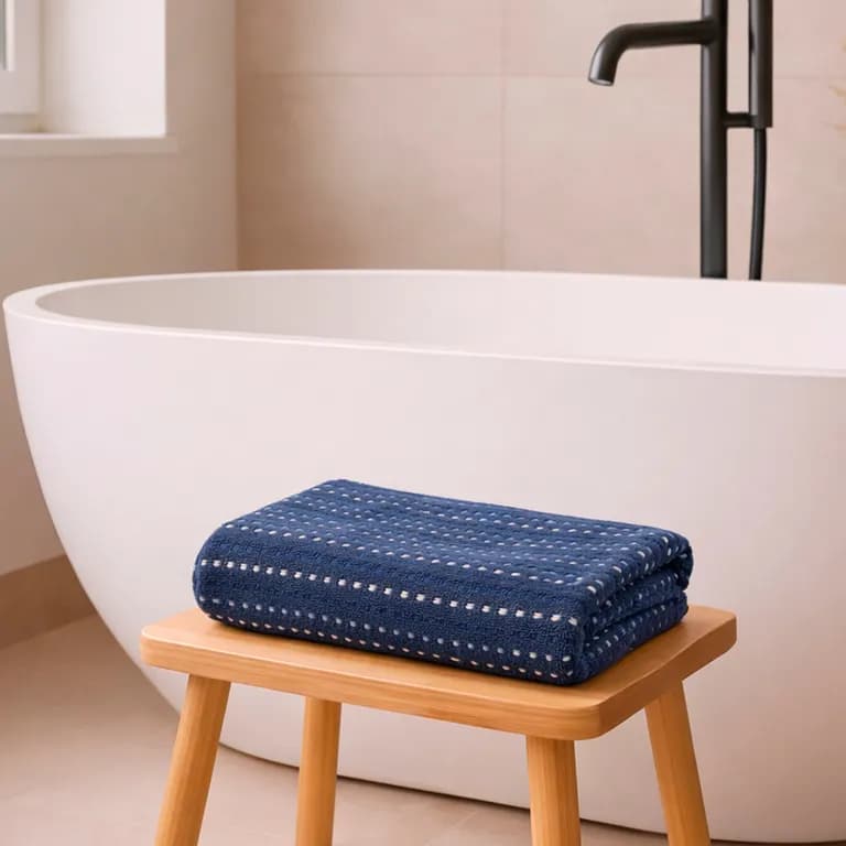 Toalla de Bano Stripe Home 100% algodon76x137cm azul
