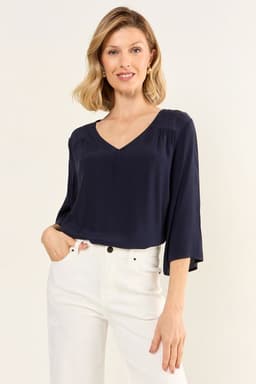 Blusa Escote V Mujer Azul Magriffe Azul 40