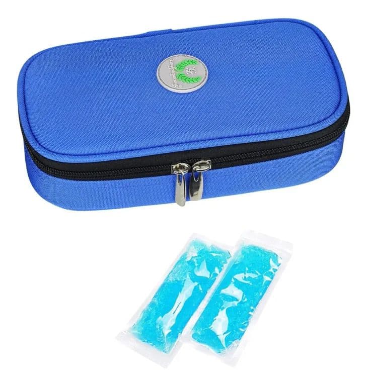 Bolso Estuche De Viaje Cooler Porta Insulina Diabeticos Tela Azul