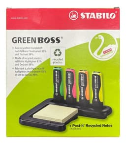 Set 4 Destacadores Ecologico Green Boss + Post-it