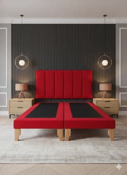CAMA DOS PLAZA LINEAL ROJO FELPA