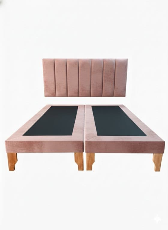 CAMA DOS PLAZA LINEAL PALO ROSA FELPA