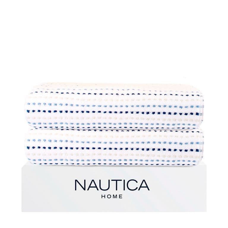 Pack 2 Toallas de Bano Stripe Home 100% algodon76x137cm blanca