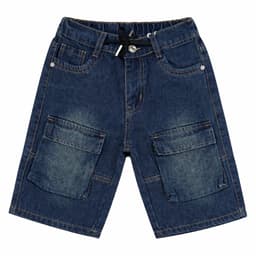 Short Cargo Nino Con Bolsillos Laterales Comodo Azul 16