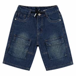 Short Cargo Nino Con Bolsillos Laterales Comodo Azul 10