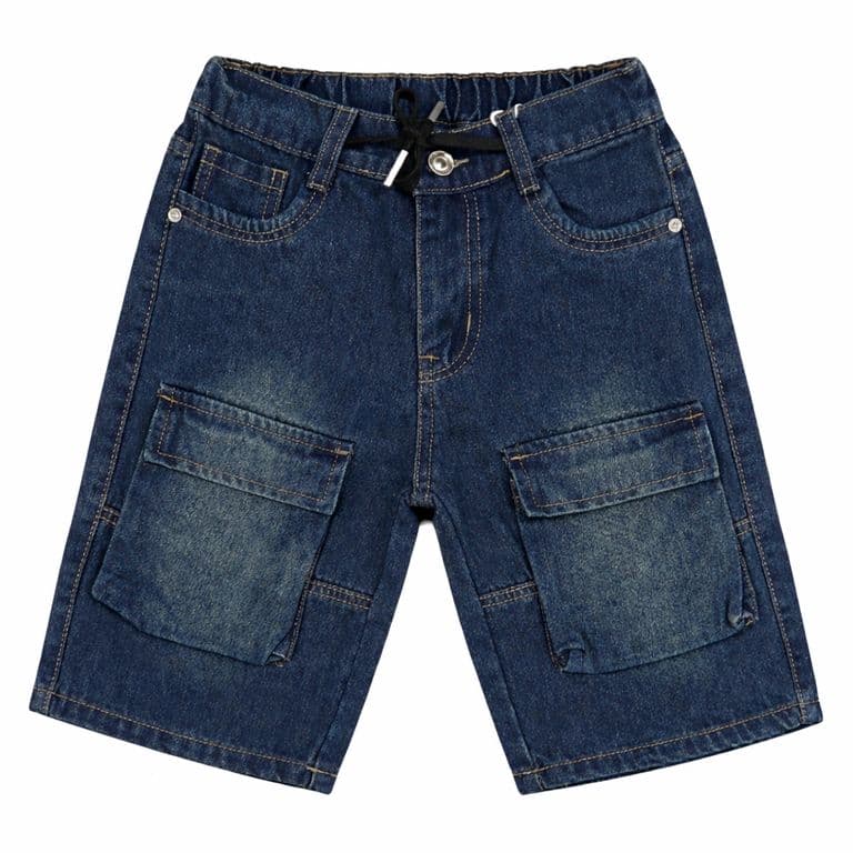 Short Cargo Nino Con Bolsillos Laterales Comodo Azul 6