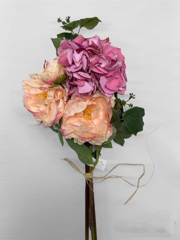 Arreglo con Hortensia Rosada Artificial - Estilo Natural para Interiores y Vitrinas
