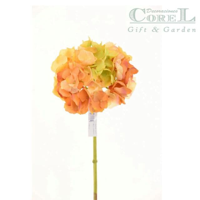 Hortensia Naranja Clara 50cm Artificial - Estilo Natural para Interiores y Vitrinas