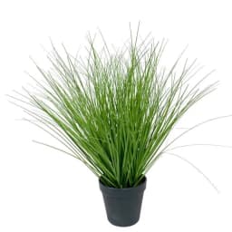 Pasto Cebra Gris Con Macetero 48cm Artificial - Estilo Natural para Interiores y Vitrinas
