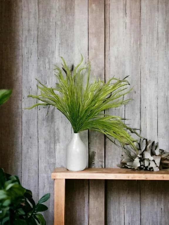 Pasto Verde Ondulado 45cm Artificial - Estilo Natural para Interiores y Vitrinas