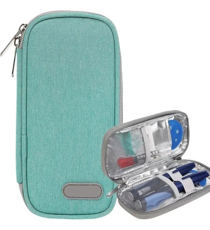 Bolso Estuche Cooler Porta Insulina Para Viaje Refrigerante Tela Verde