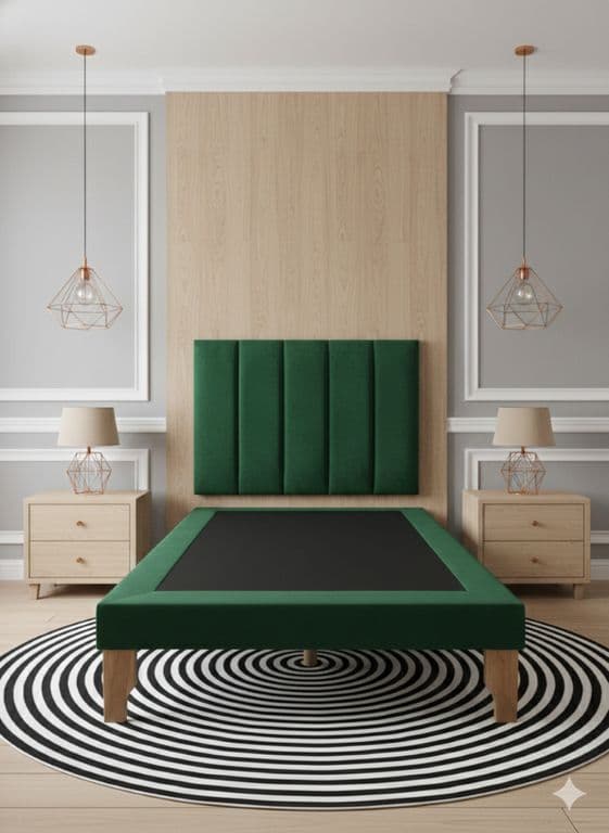 CAMA DE PLAZA LINEAL VERDE FELPA