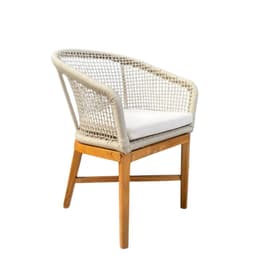 Silla Poltrona Madera Teca y Cuerda Nautica Beige