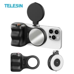 Kit Grip MagSafe + Luz LED Espejo para Smartphone Negro