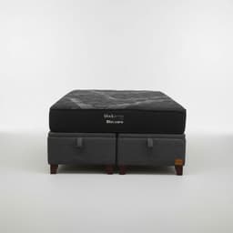 Cama Baul King L200 cm + Colchon Black Prime - Modelo Uno / Con Patas De Madera 11 cm