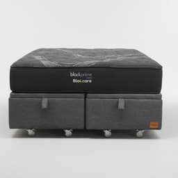 Cama Baul King L200 cm + Colchon Black Prime - Modelo Uno Rueda Pyton (Gris)