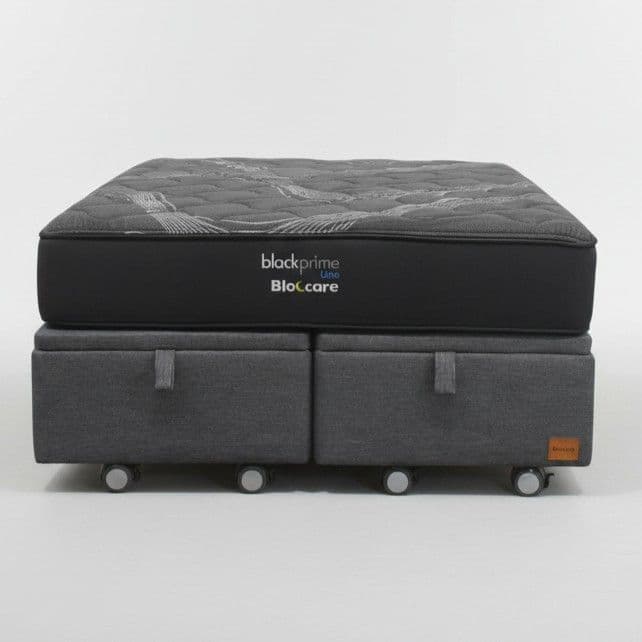 Cama Baul Super King L200 cm + Colchon Black Prime - Modelo Uno Rueda Logo Gris