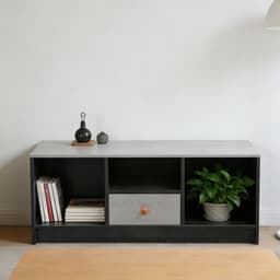 Rack TV Para TV Pequeno Hasta 43 90x30x40 Cm Con 1 Cajon Negro Gris
