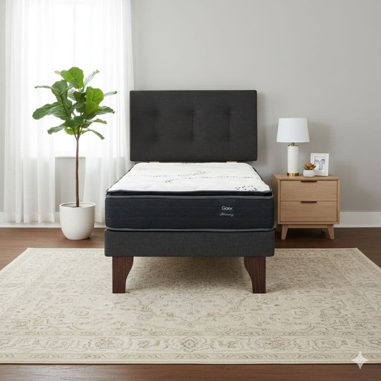 Cama Europea 1 Plaza 200 Plus Respaldo Berna