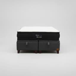 Cama Baul King L200 cm + Colchon Black Prime - Modelo Dos / Con Patas De Madera 11 cm (Gris)