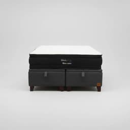Cama Baul Super King L200 cm + Colchon Black Prime - Modelo Dos / Con Patas De Madera 11 cm (Gris)