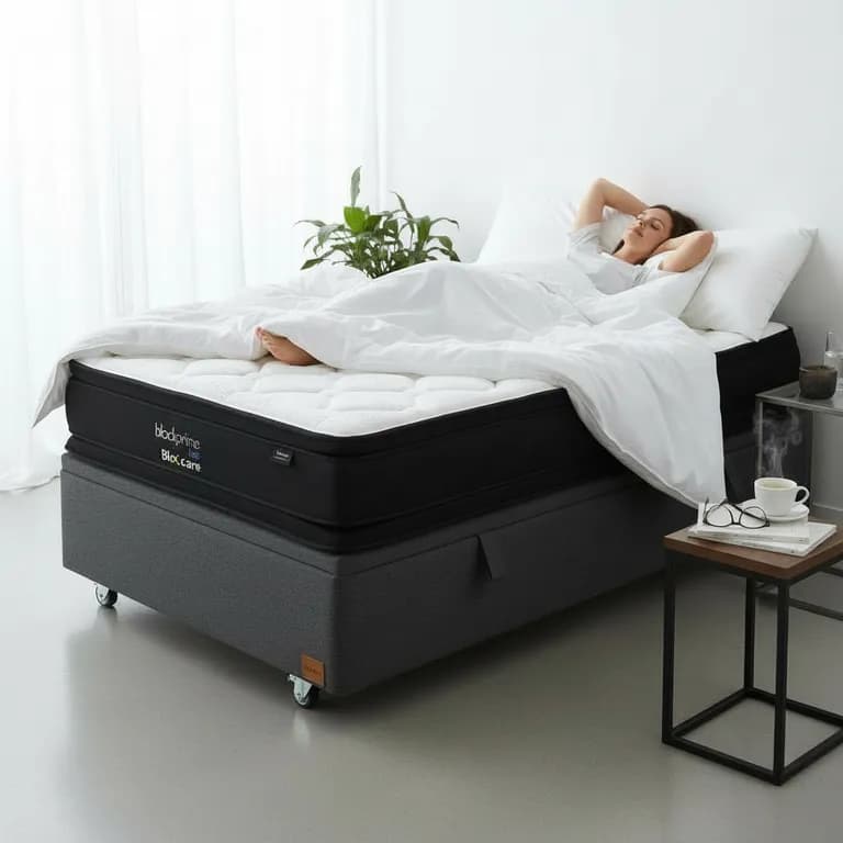 Cama Baul 1.5 Plaza L190 cm + Colchon Black Prime - Modelo Dos / Rueda Logo (Gris)