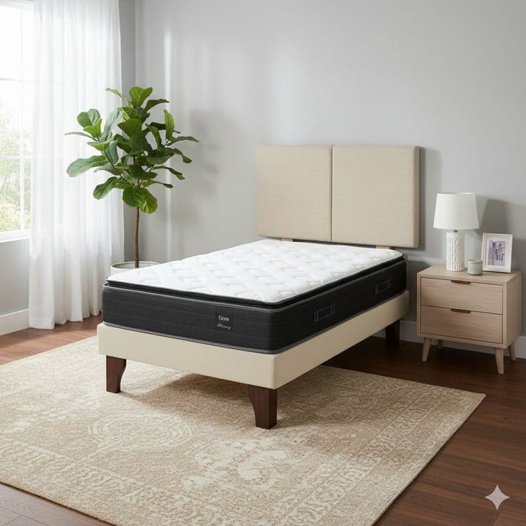 Cama Europea 1 Plaza 200 Plus Respaldo Everest
