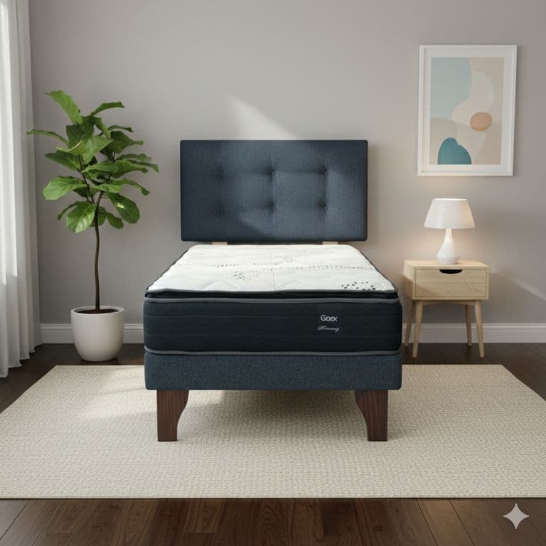 Cama Europea 1.5 Plaza 190 Plus Respaldo Berna