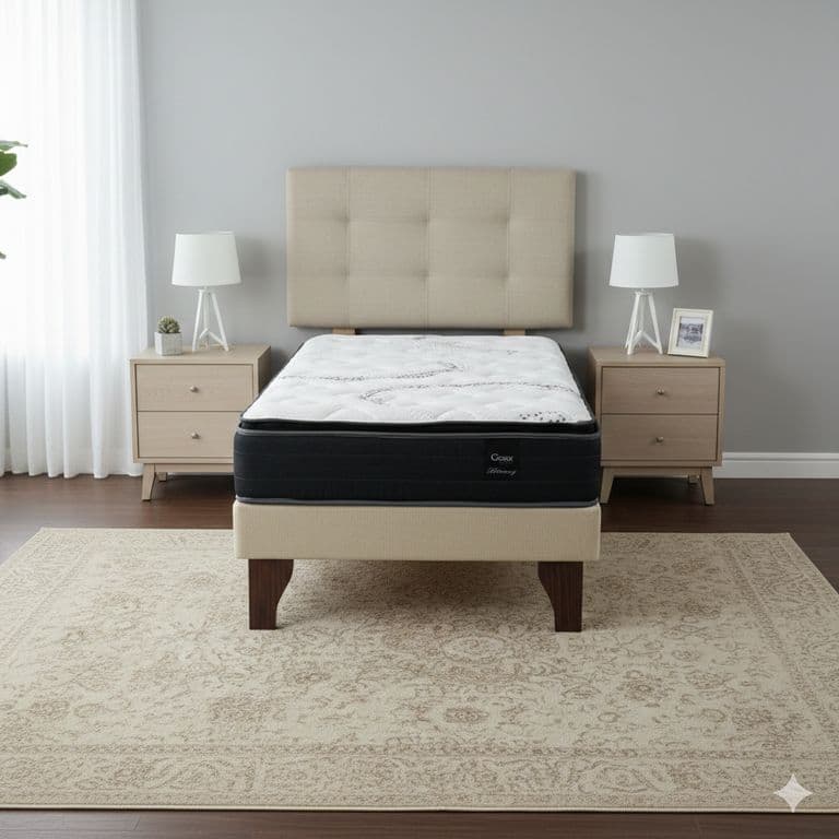 Cama Europea 1.5 Plaza 190 Plus Respaldo Ginebra