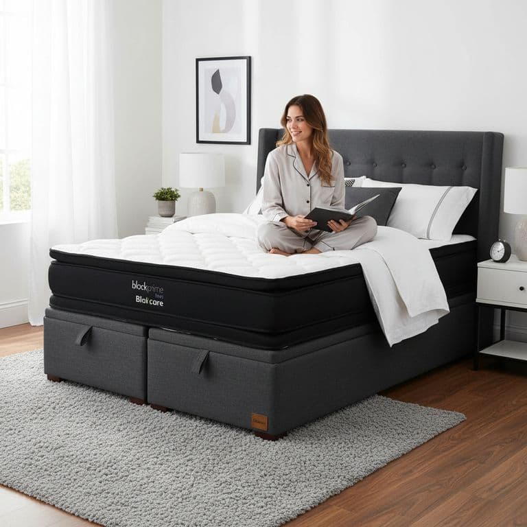 Cama Baul 2 Plaza L190 cm + Colchon Black Prime - Modelo Dos + Respaldo / Con Patas de 4.5 cm