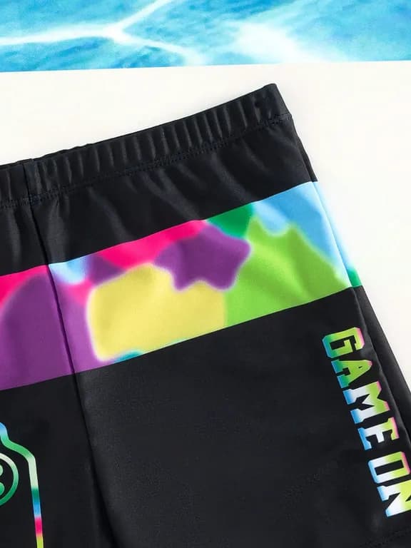 Short de bano nino gamer negro estampado Negro 9 ANOS