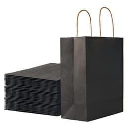 12 Bolsas Cumpleanos Papel Kraft Colores De 21x15x8cm - Negro - Mediano