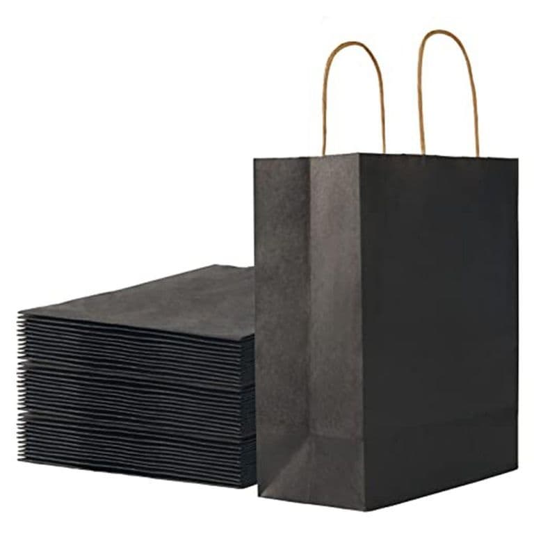 12 Bolsas Cumpleanos Papel Kraft Colores De 21x15x8cm - Negro - Mediano