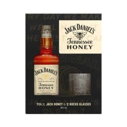 Pack Jack Daniels Honey 750cc + 2 Vasos Cortos Rocks Glasses