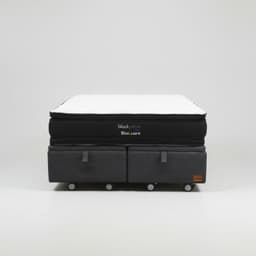 Cama Baul King L200 cm + Colchon Black Prime - Modelo Dos Con Rueda Logo Gris