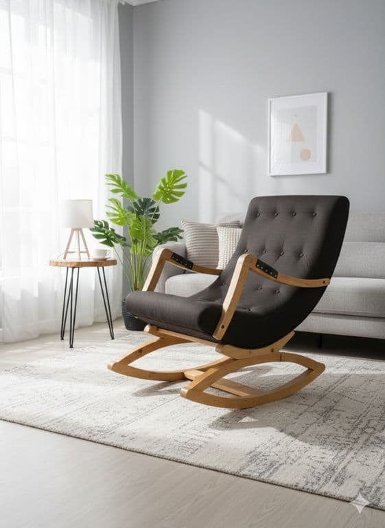 Silla Mecedora con Apoya Brazo Chocolate Lino